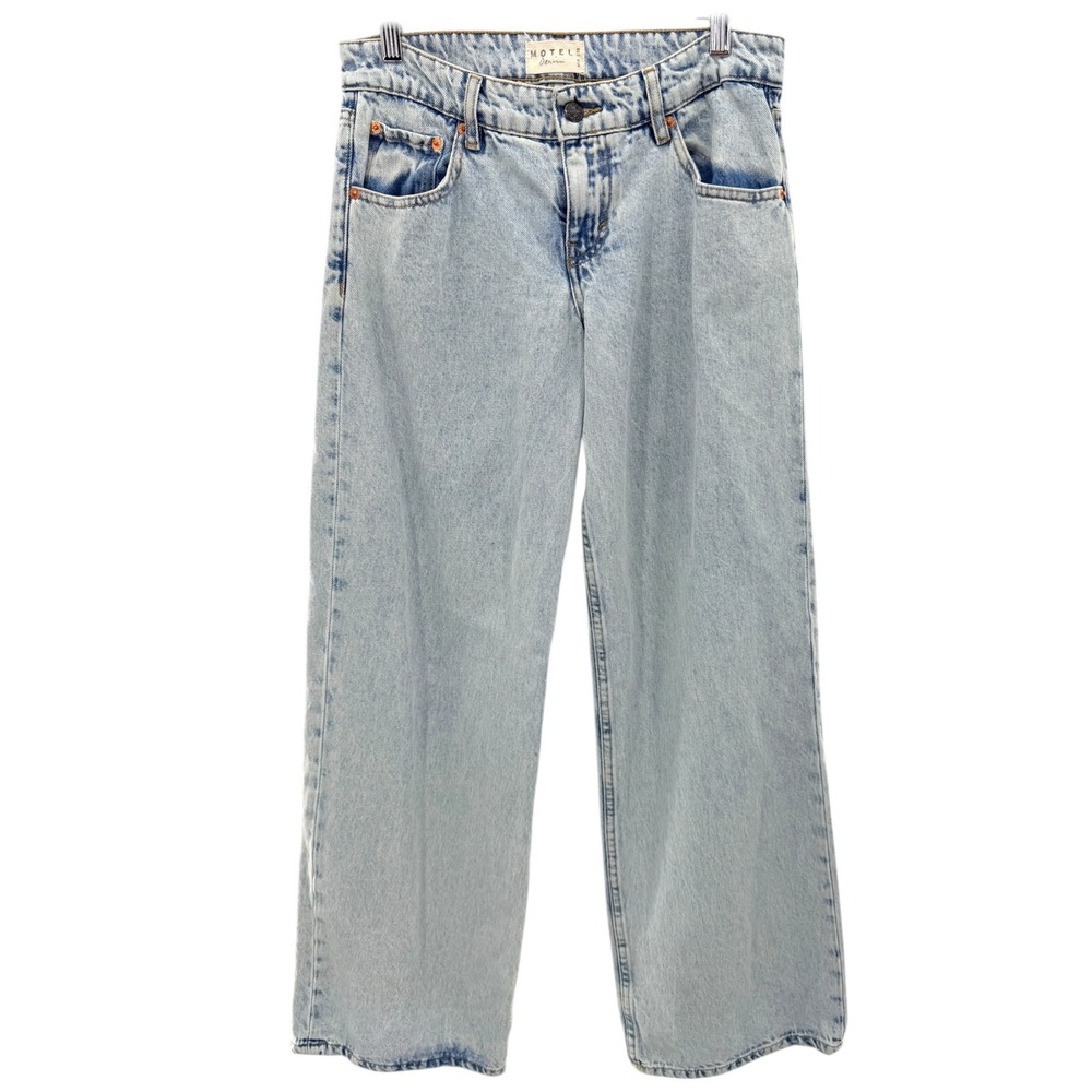 Motel Rocks 80's Light Wash Wide Leg Baggy Denim Jeans W28 L32 Light Blue Womens